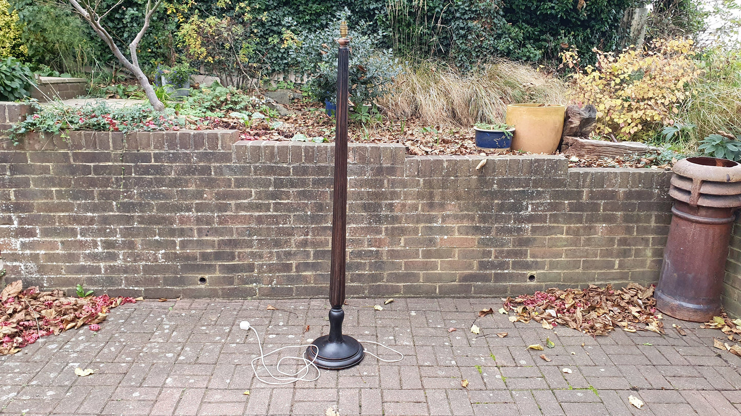 Vintage Wooden Fluted Standard Lamp Working 10 ft Lead