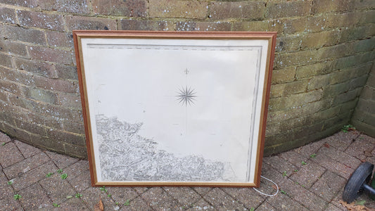 Original 1825 Large Antique Map East Sussex Kent Border Georgian Historical Framed History 78 x 71 cm