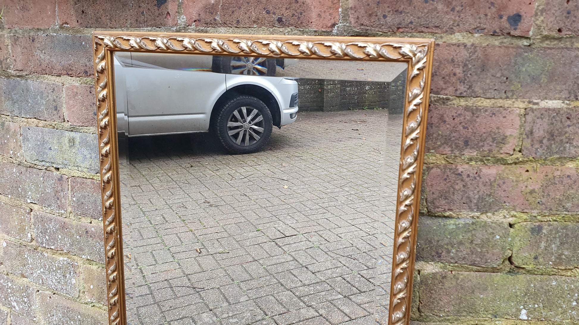 Large Vintage Gold Gilt Bevelled Wall Mirror 1970’s. 70.5 x 45 cm