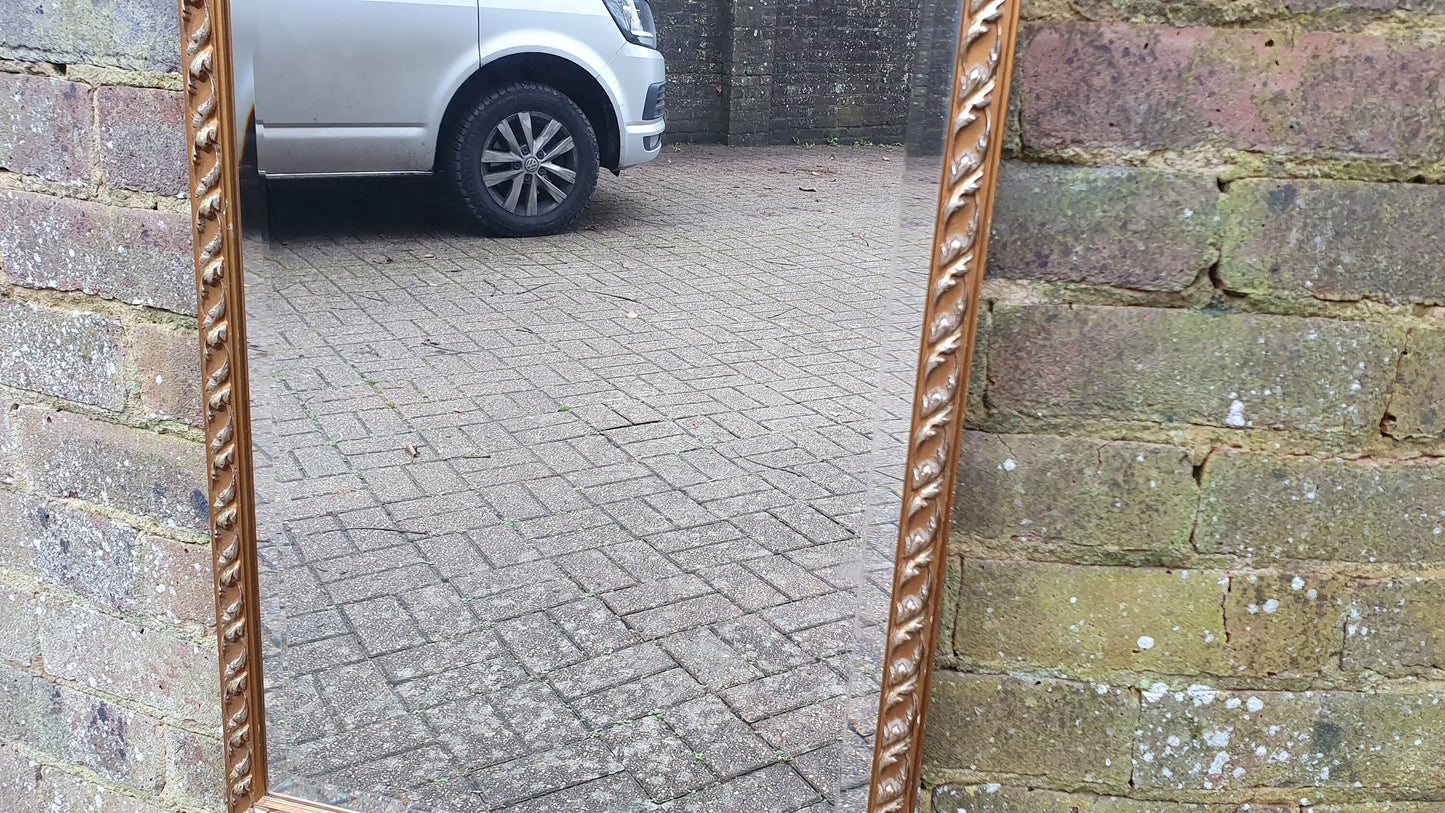Large Vintage Gold Gilt Bevelled Wall Mirror 1970’s. 70.5 x 45 cm