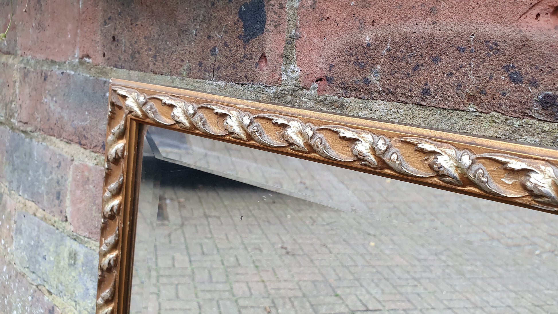 Large Vintage Gold Gilt Bevelled Wall Mirror 1970’s. 70.5 x 45 cm