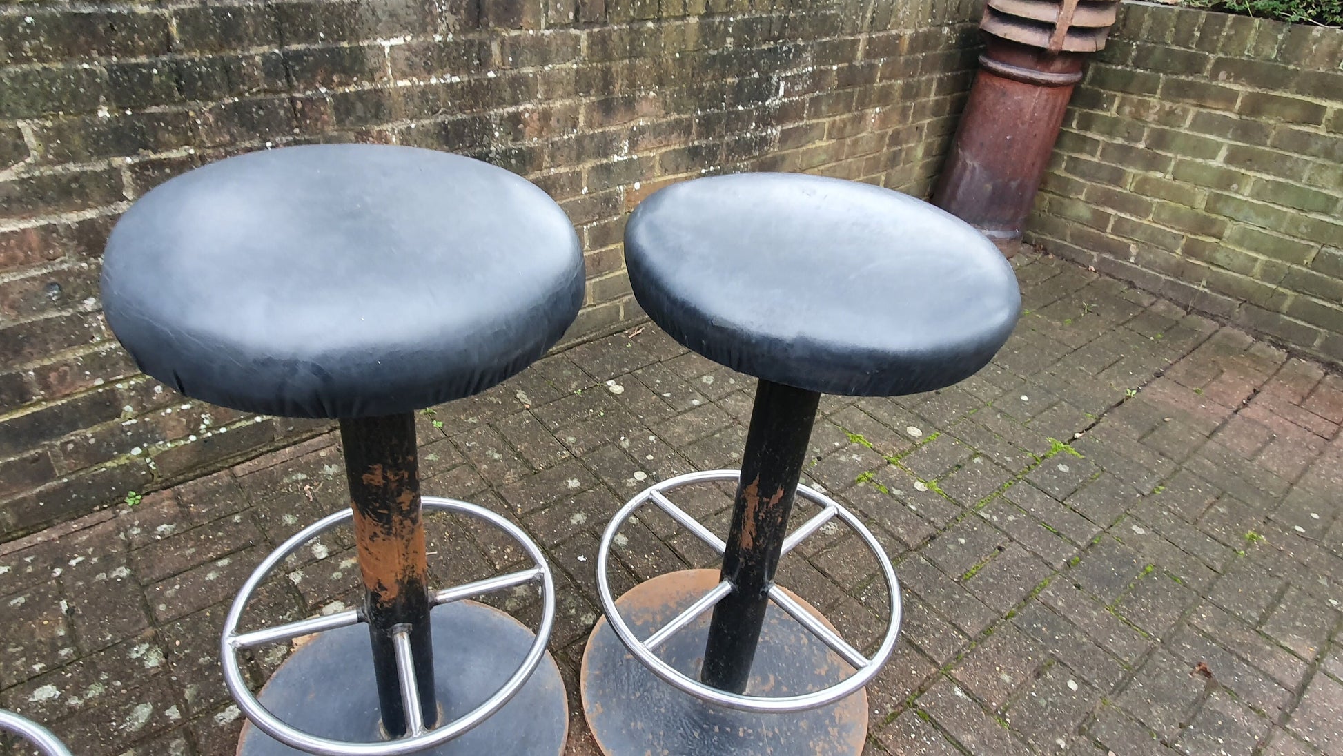 4 Very Heavy Top Quality Stools Vintage Retro Iron Chrome