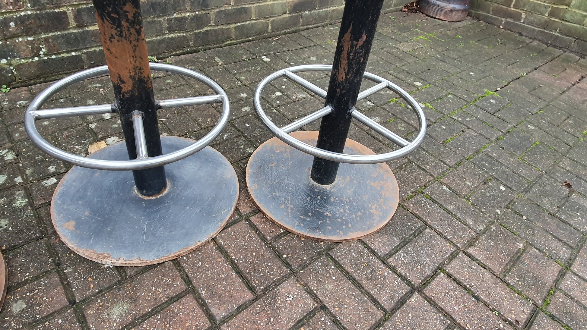 4 Very Heavy Top Quality Stools Vintage Retro Iron Chrome