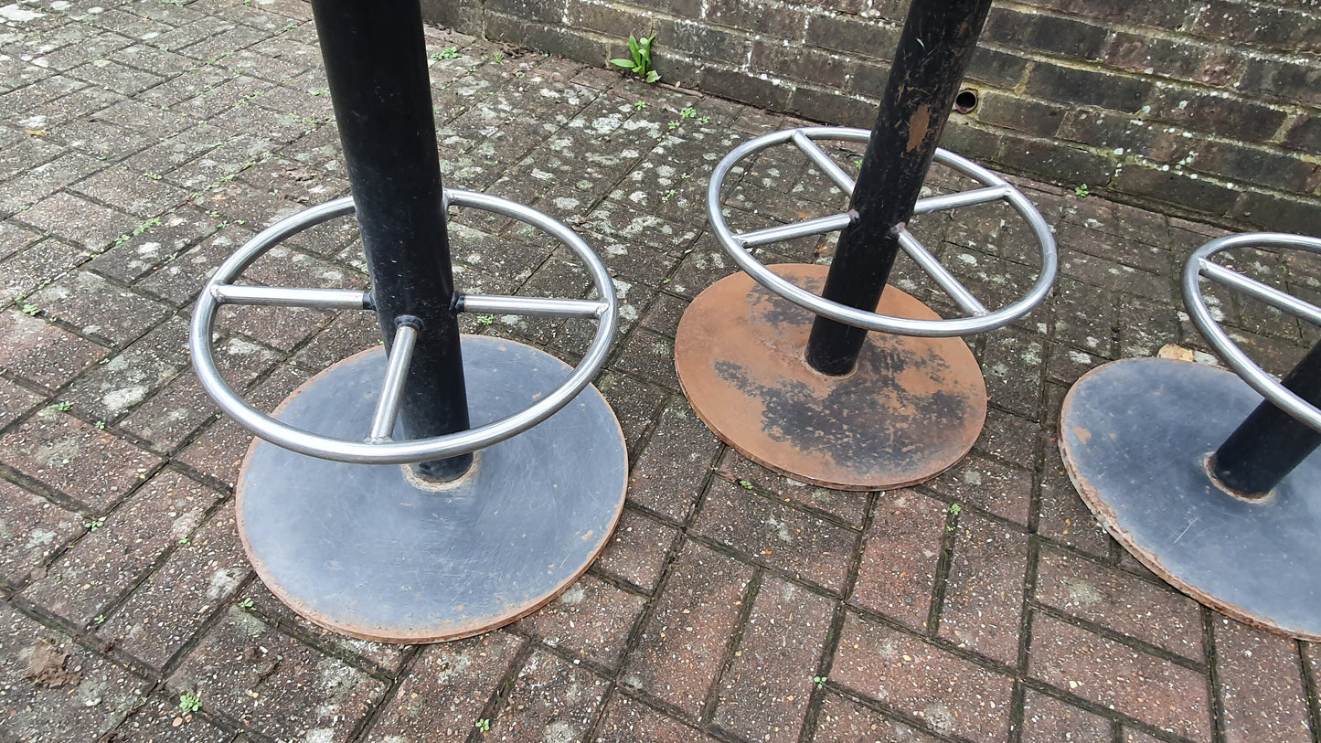 4 Very Heavy Top Quality Stools Vintage Retro Iron Chrome
