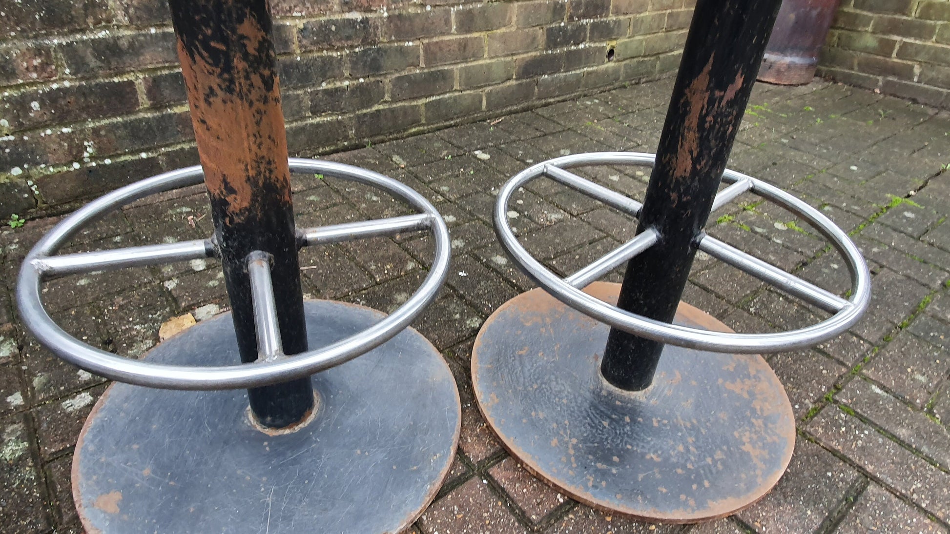 4 Very Heavy Top Quality Stools Vintage Retro Iron Chrome