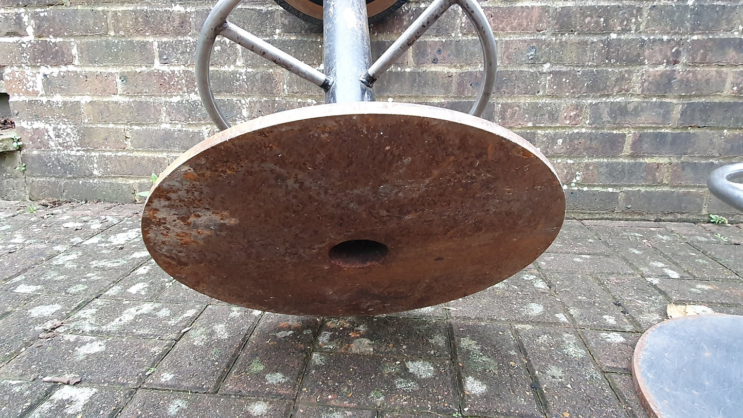 4 Very Heavy Top Quality Stools Vintage Retro Iron Chrome