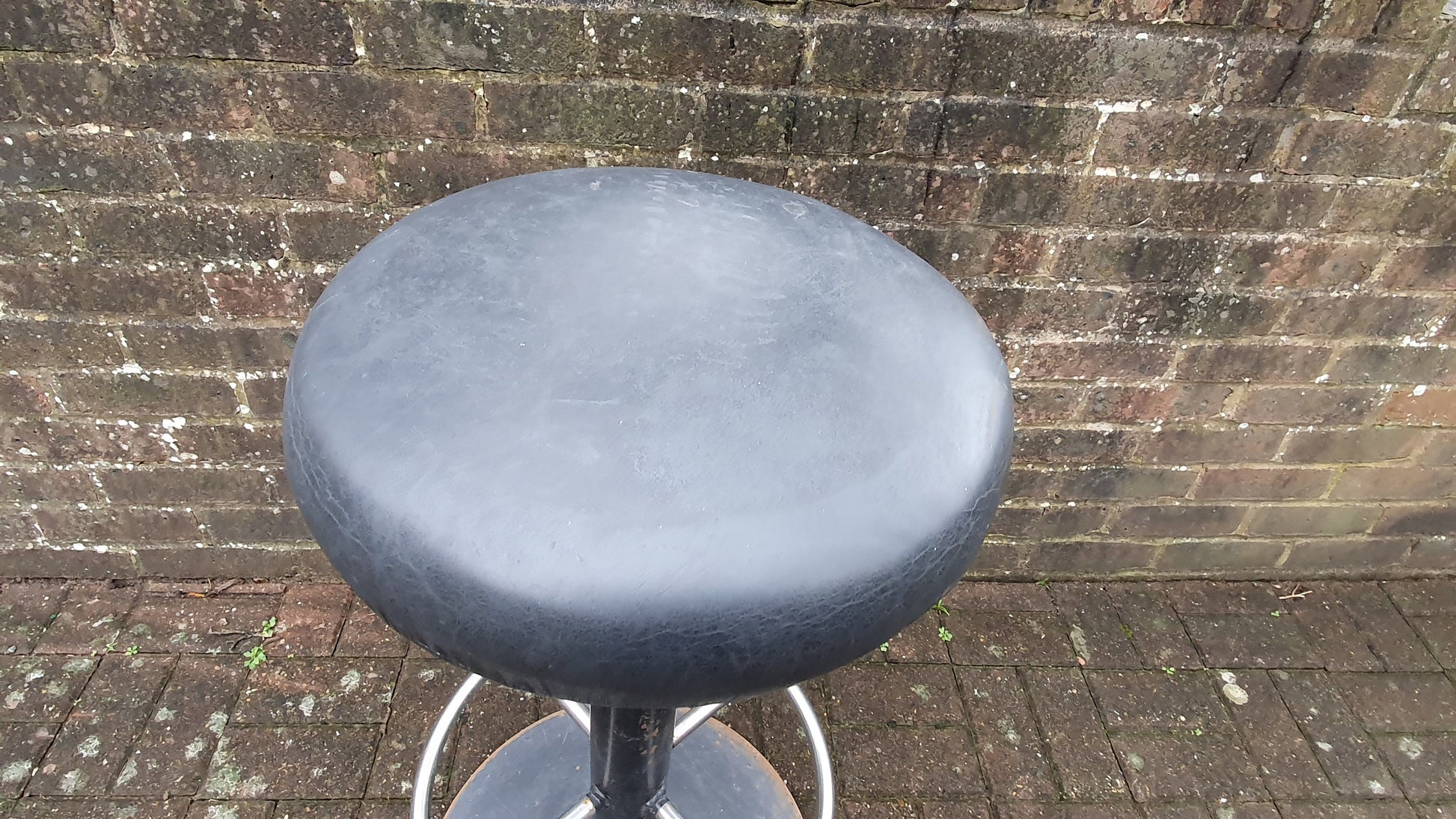 26 kg Vintage 70's Retro Bar Stool Solid Iron Chrome Leatherette Superb Quality and Style