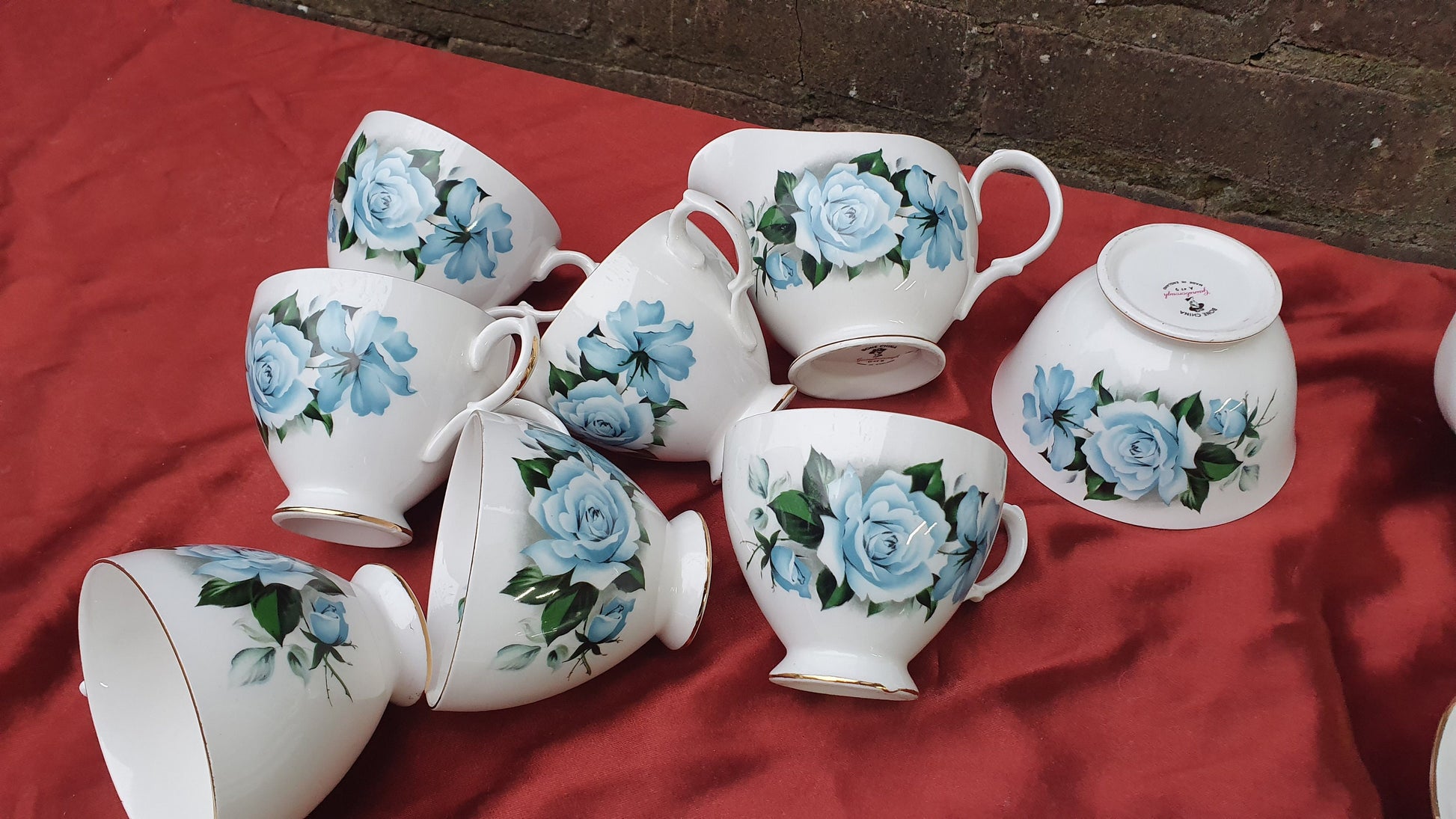 Tea Party! Vintage Gainsborough Bone China Complete Tea Set Pot Milk Jug Cups Saucers Plates Cake Dish Sugar Bowl