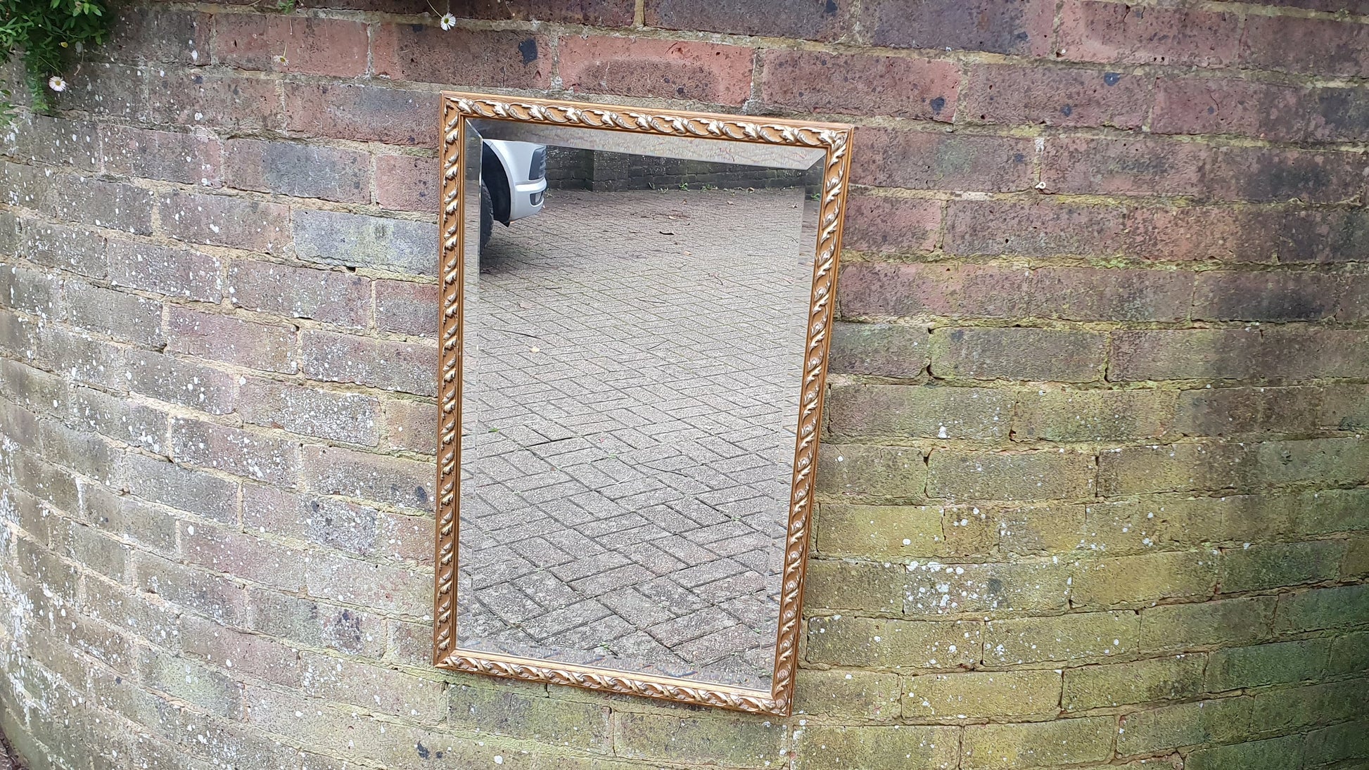 Large Vintage Gold Gilt Bevelled Wall Mirror 1970’s. 70.5 x 45 cm