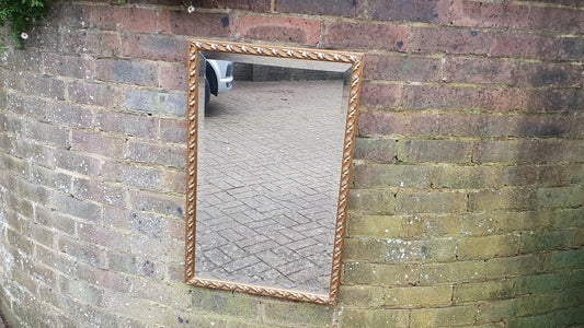 Large Vintage Gold Gilt Bevelled Wall Mirror 1970’s. 70.5 x 45 cm