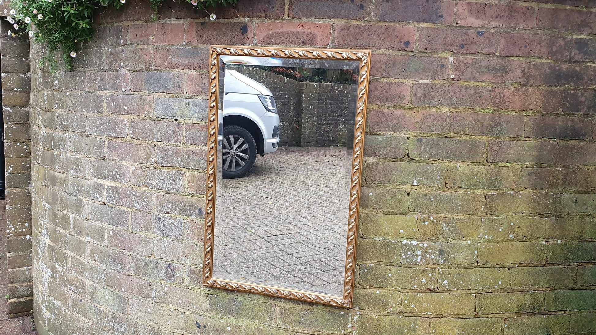 Large Vintage Gold Gilt Bevelled Wall Mirror 1970’s. 70.5 x 45 cm
