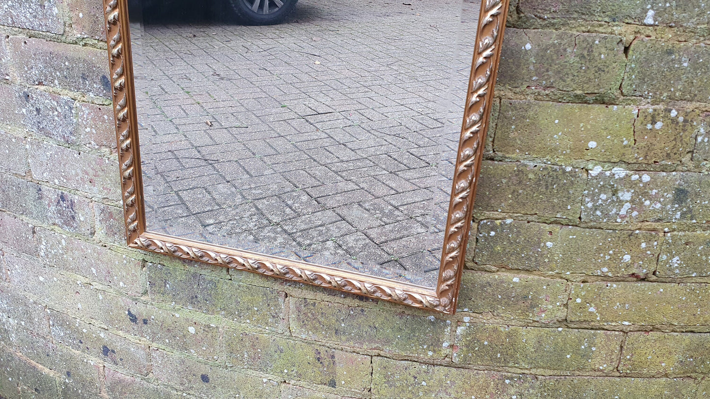 Large Vintage Gold Gilt Bevelled Wall Mirror 1970’s. 70.5 x 45 cm