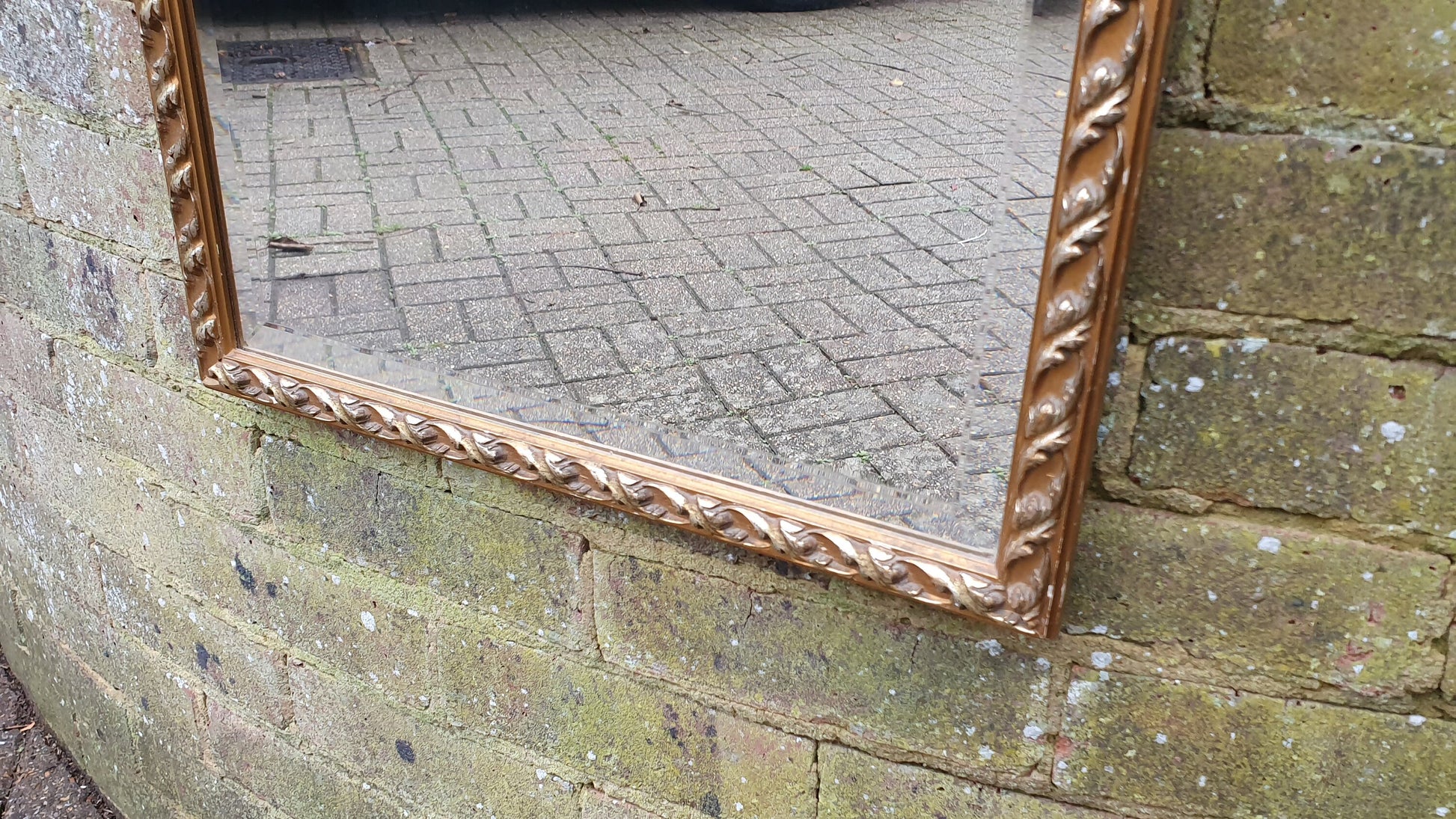 Large Vintage Gold Gilt Bevelled Wall Mirror 1970’s. 70.5 x 45 cm