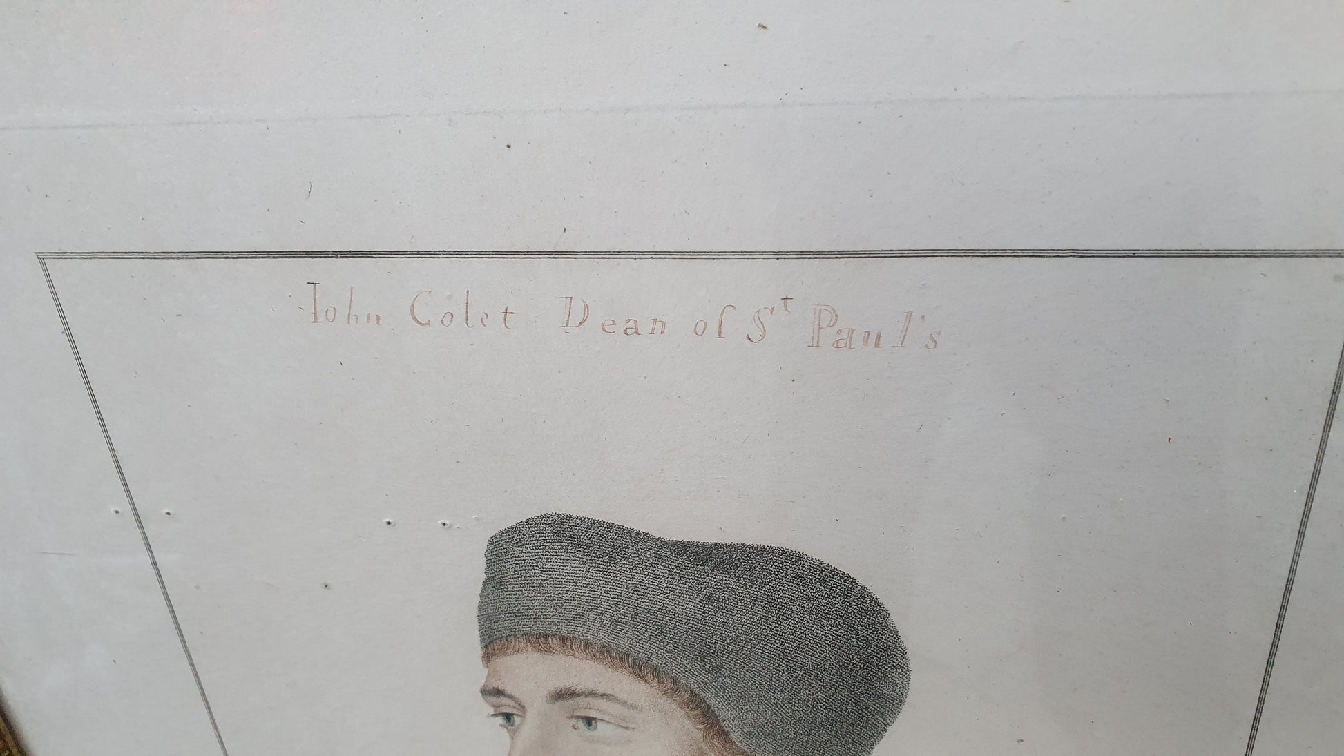 John Colet Dean of St Paul's Cathedral Antique Portrait Coloured Engraving Georgian Print Framed