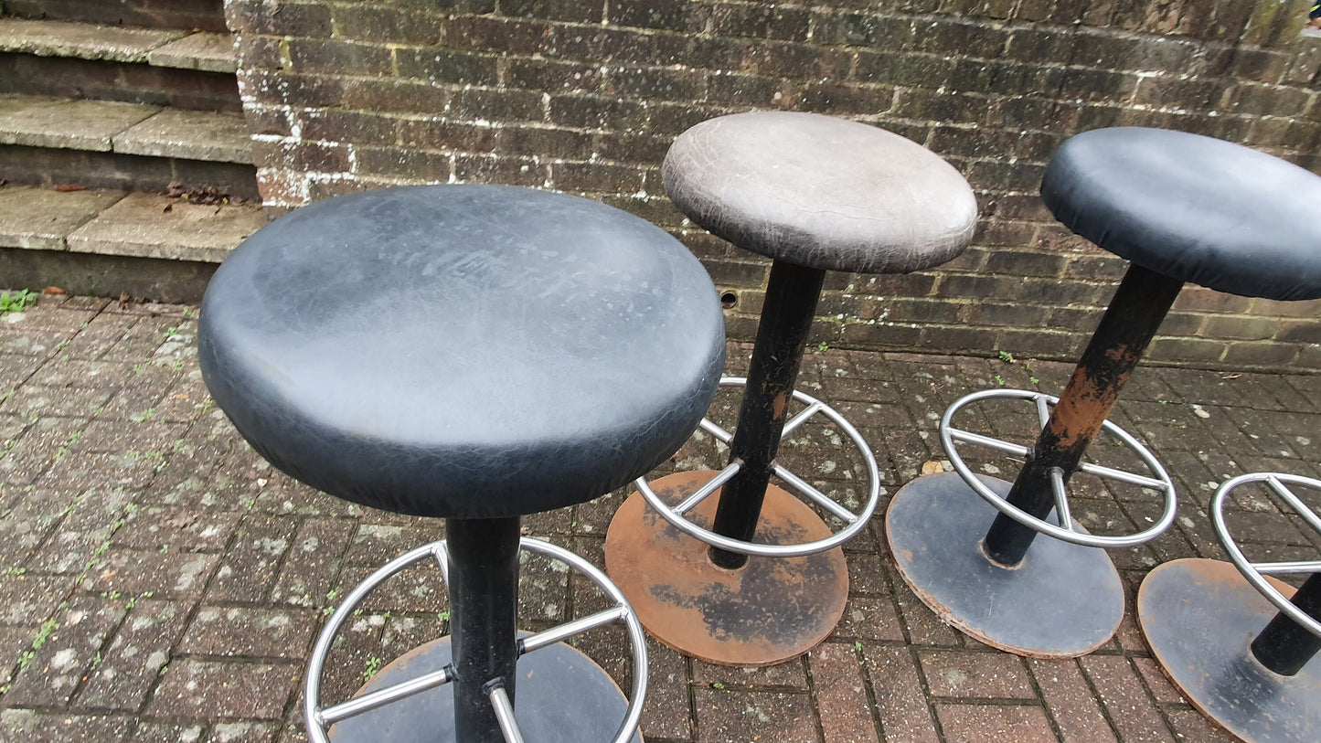 4 Very Heavy Top Quality Stools Vintage Retro Iron Chrome