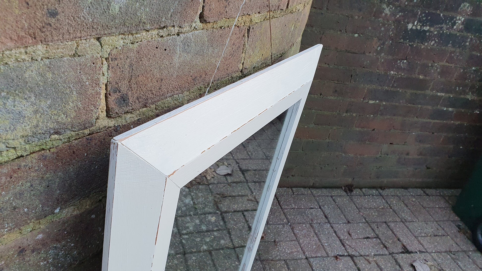 Painted Pine Mirror in Farrow and Ball Wimborne White Estate Eggshell. 76 x 51 cm