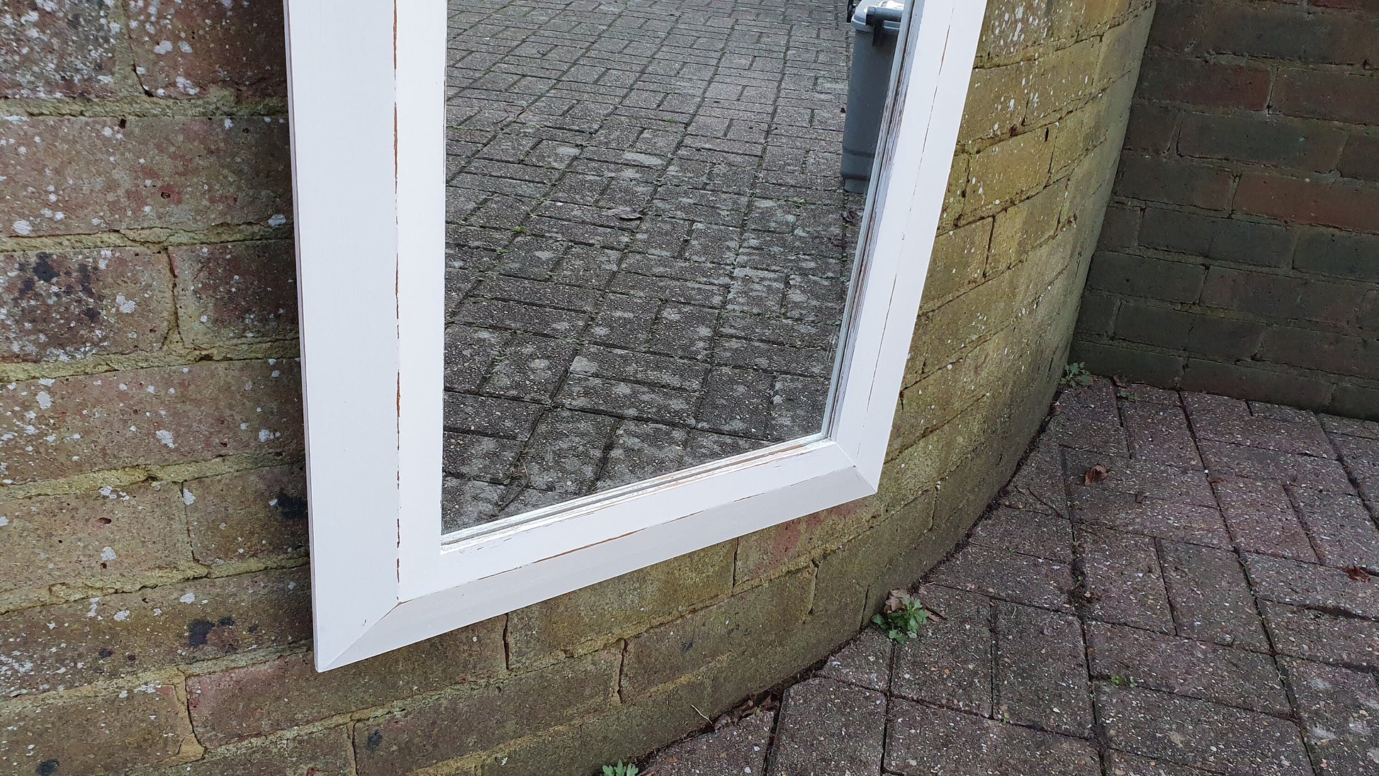 Painted Pine Mirror in Farrow and Ball Wimborne White Estate Eggshell. 76 x 51 cm