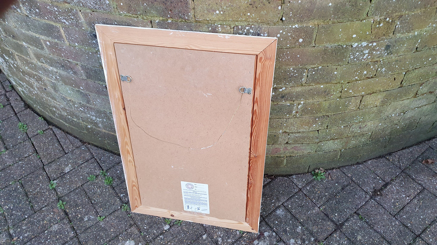Painted Pine Mirror in Farrow and Ball Wimborne White Estate Eggshell. 76 x 51 cm
