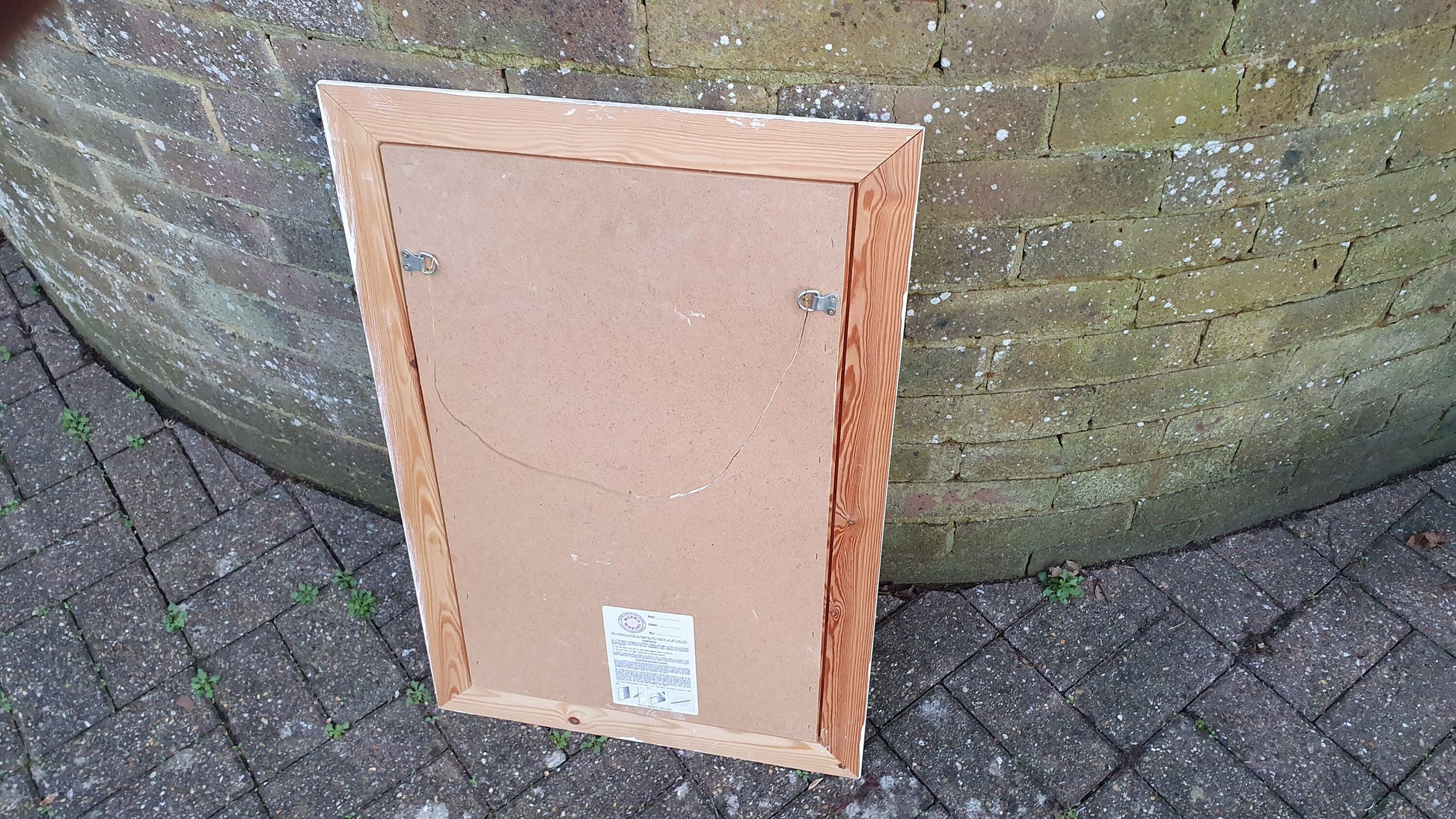 Painted Pine Mirror in Farrow and Ball Wimborne White Estate Eggshell. 76 x 51 cm