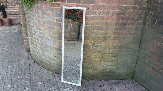 Large Painted Mirror in Farrow and Ball Wimborne White Estate Eggshell Decorative 34.5 x 122.5 cm