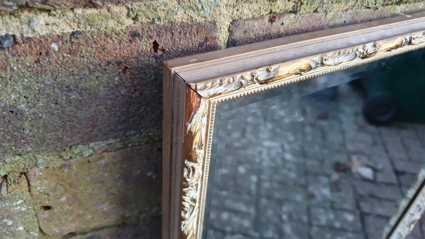 Long Large Vintage Painted and Gold Mirror 96 x 42 cm