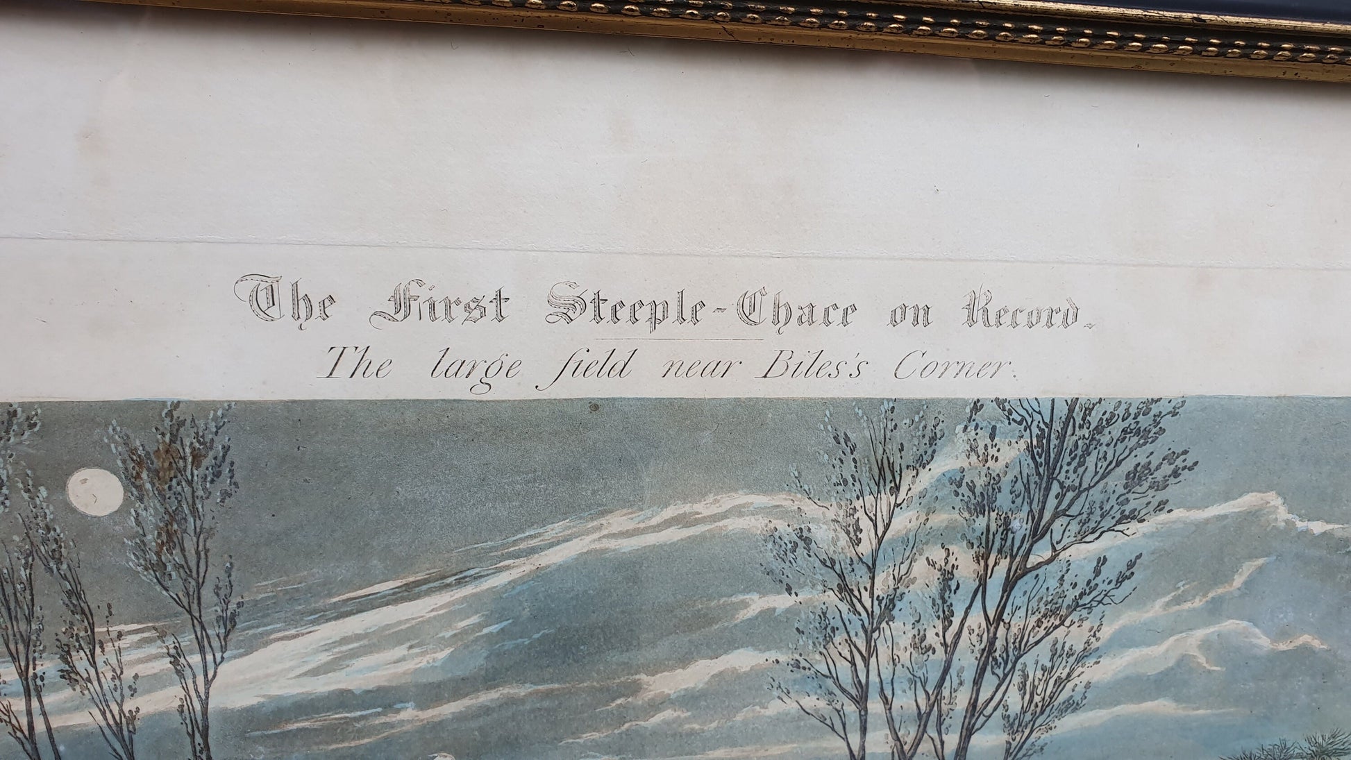 Large First Steeple-Chase Antique Hand Coloured Print Henry Alken John Harris Horse Racing Equestrian Victorian Framed 58.5 x 49.5 cm