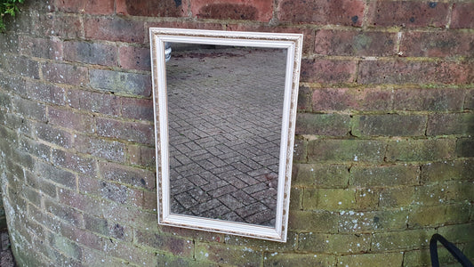 Painted White and Gold 1970’s Wall Mirror Rectangle