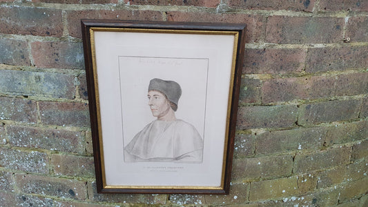 John Colet Dean of St Paul's Cathedral Antique Portrait Coloured Engraving Georgian Print Framed