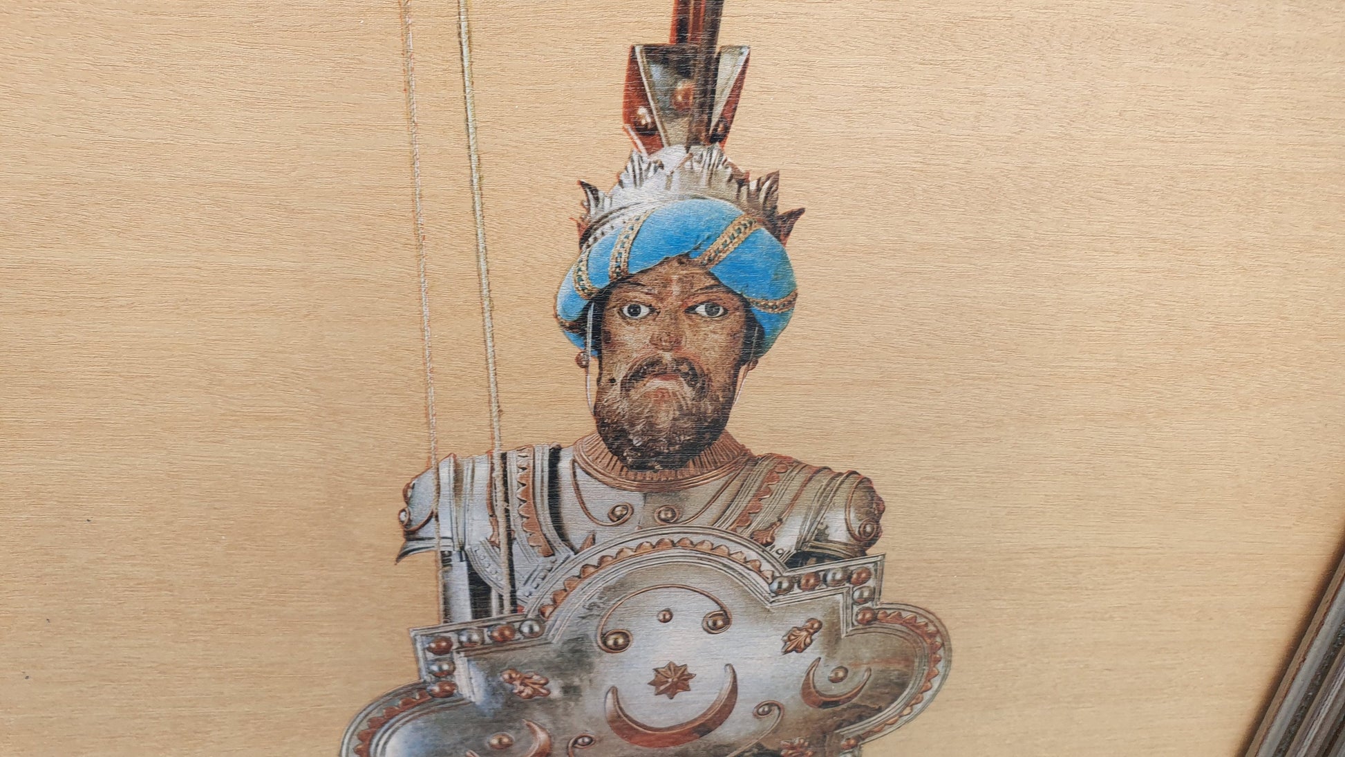 8 'Subrino' Saracen King Sicilian Puppet Theatre 16th Century Soldier Sobrino Colour Print on Wood Silver Frame