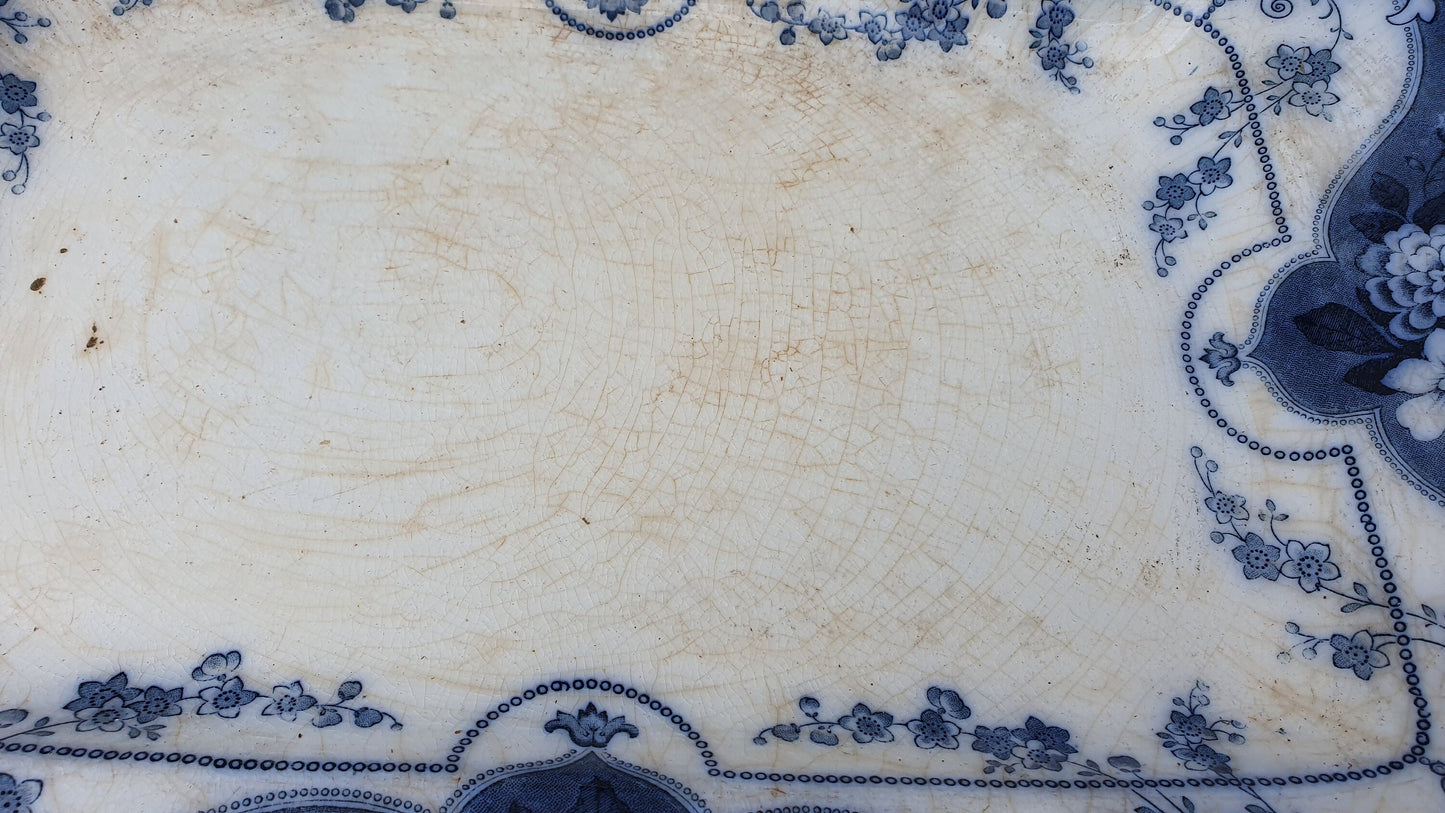 5 Stunning Set Victorian Serving Meat Platers Plates Blue and White F and Sons Argyle Burslem