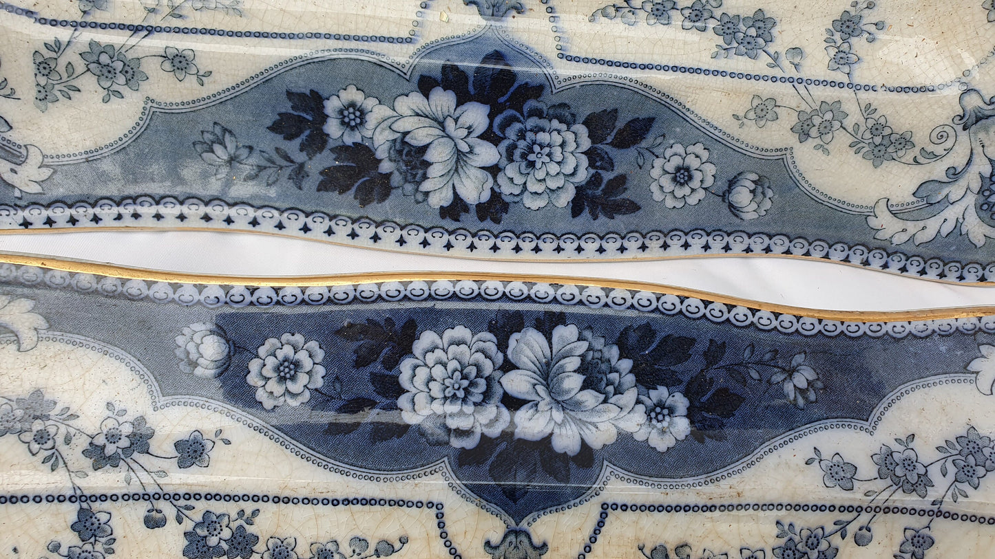 5 Stunning Set Victorian Serving Meat Platers Plates Blue and White F and Sons Argyle Burslem