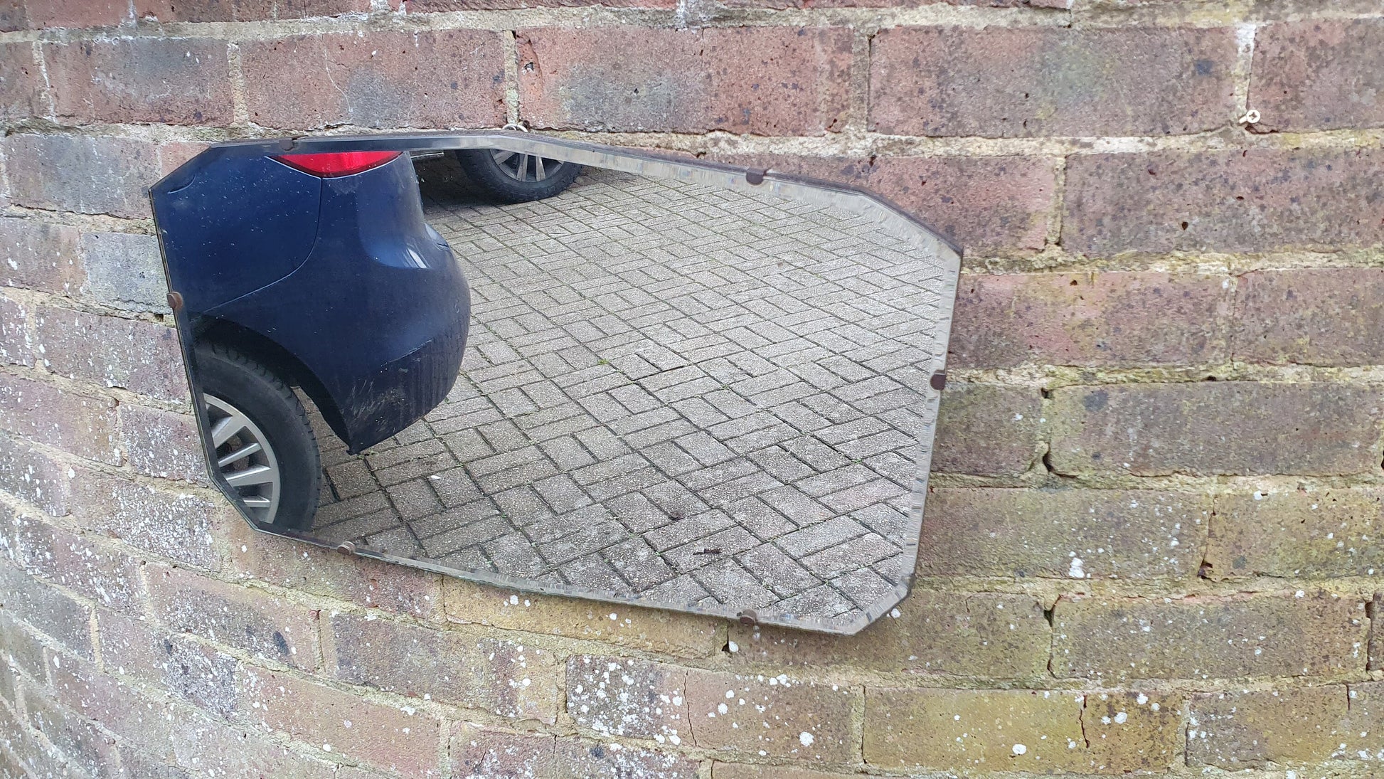 Vintage Retro Shaped Bevelled Wall Mirror 1950's Frameless.