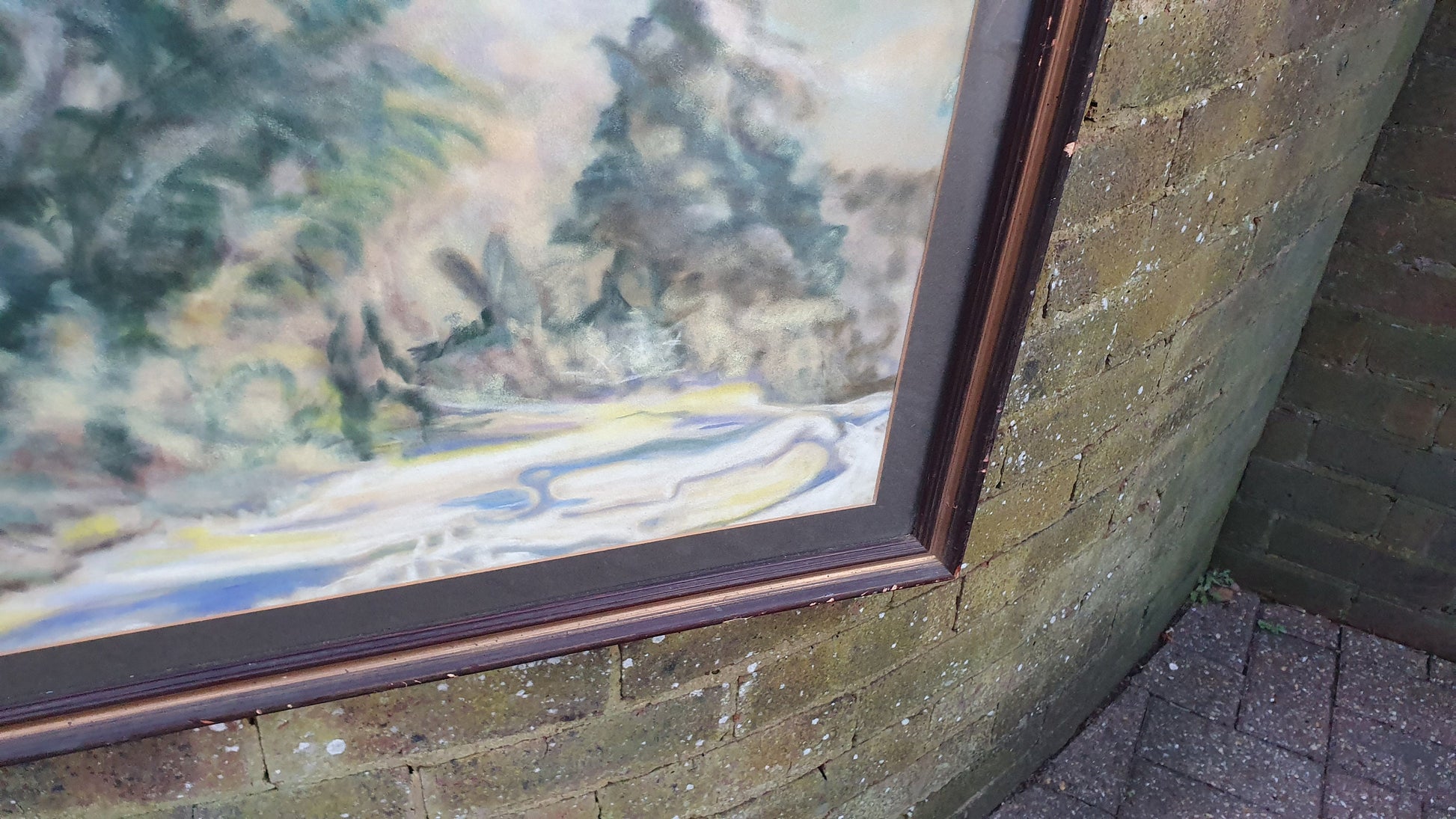 Huge Impressionist Woodland Landscape Original Vintage Watercolour Artwork Signed Gilt Framed 72 x 62.5