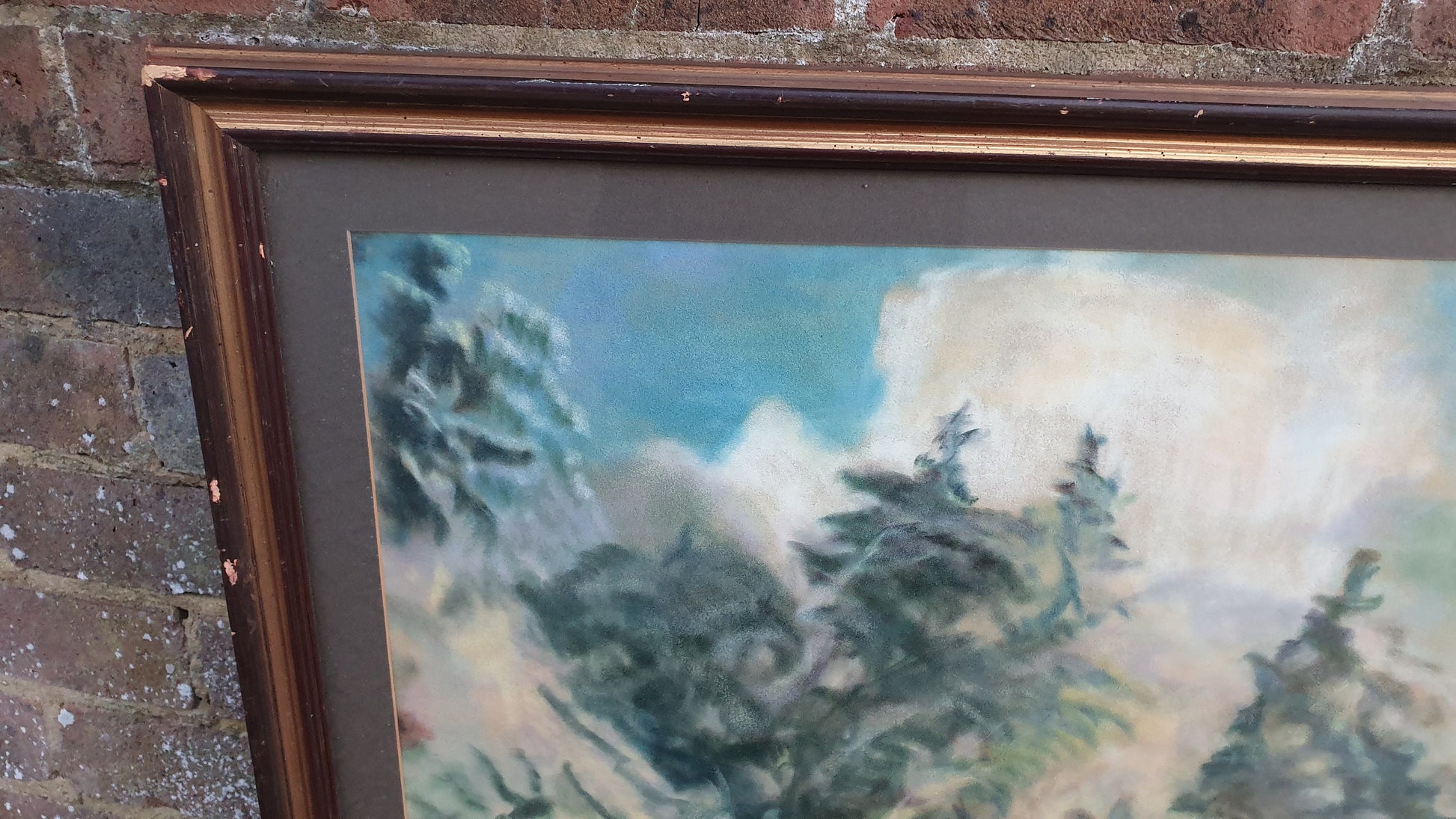 Huge Impressionist Woodland Landscape Original Vintage Watercolour Artwork Signed Gilt Framed 72 x 62.5