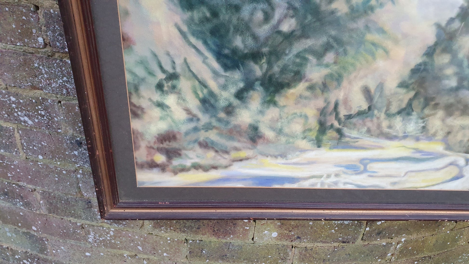 Huge Impressionist Woodland Landscape Original Vintage Watercolour Artwork Signed Gilt Framed 72 x 62.5