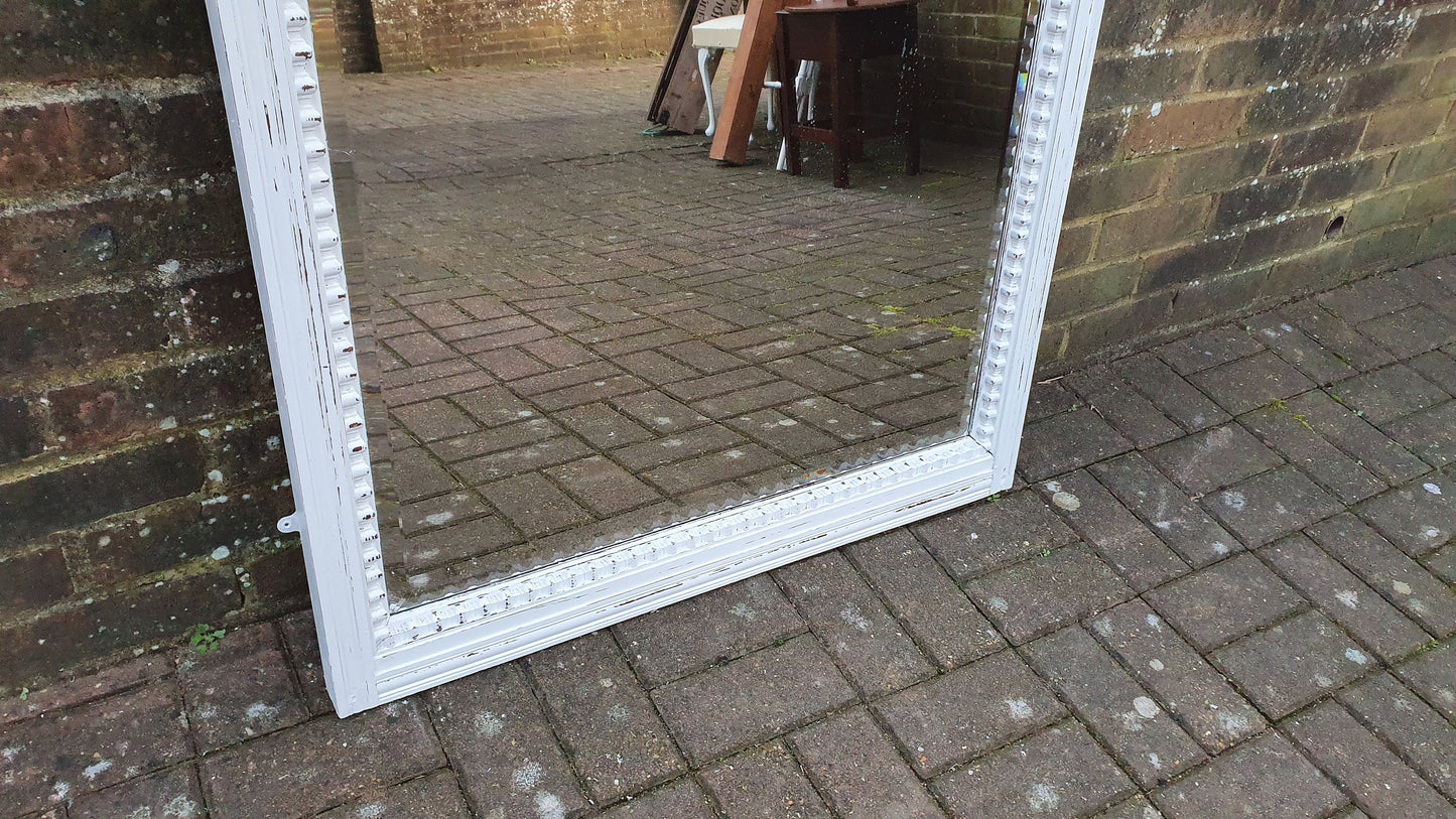 Huge Vintage Wall Mirror in French Chic Light Grey Chalk