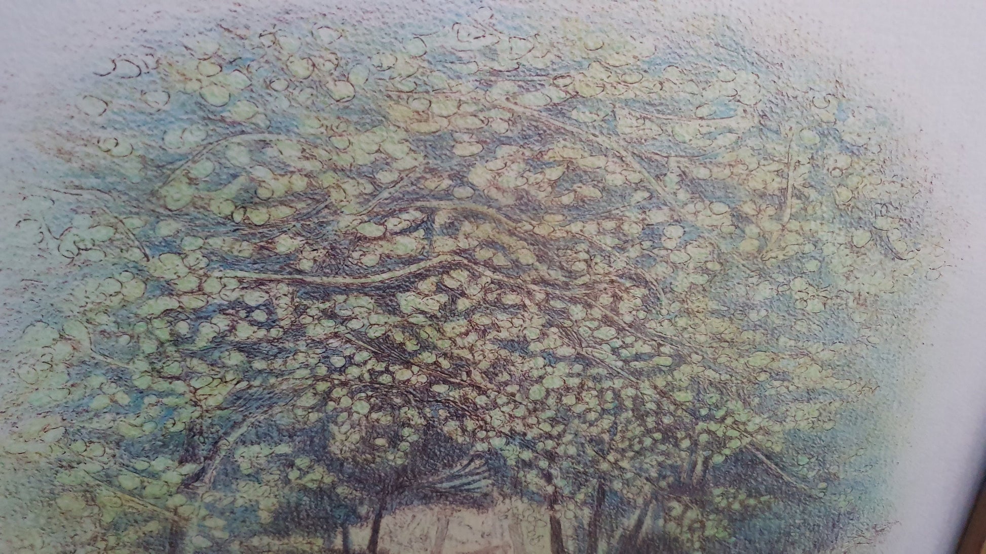 Large Impressionist Modern Artwork Print Country Path Thick Wood Frame 69.5 x 52.5 cm