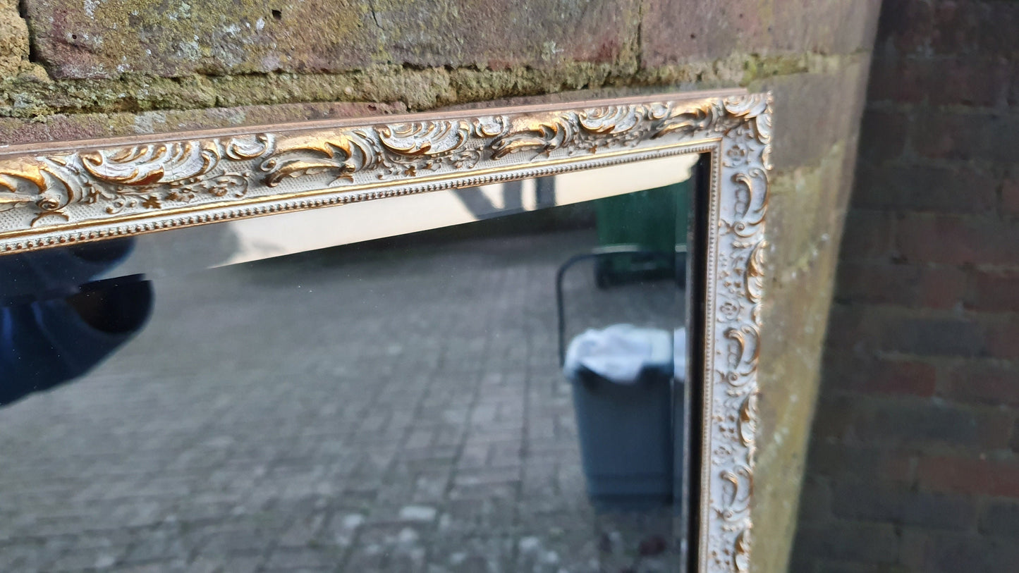 Long Large Vintage Painted and Gold Mirror 96 x 42 cm
