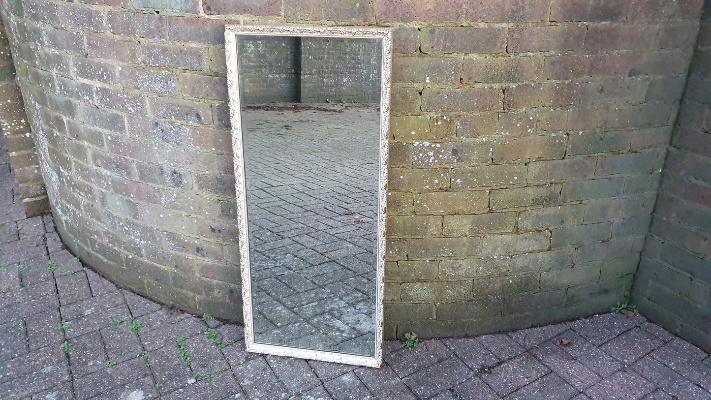 Long Large Vintage Painted and Gold Mirror 96 x 42 cm