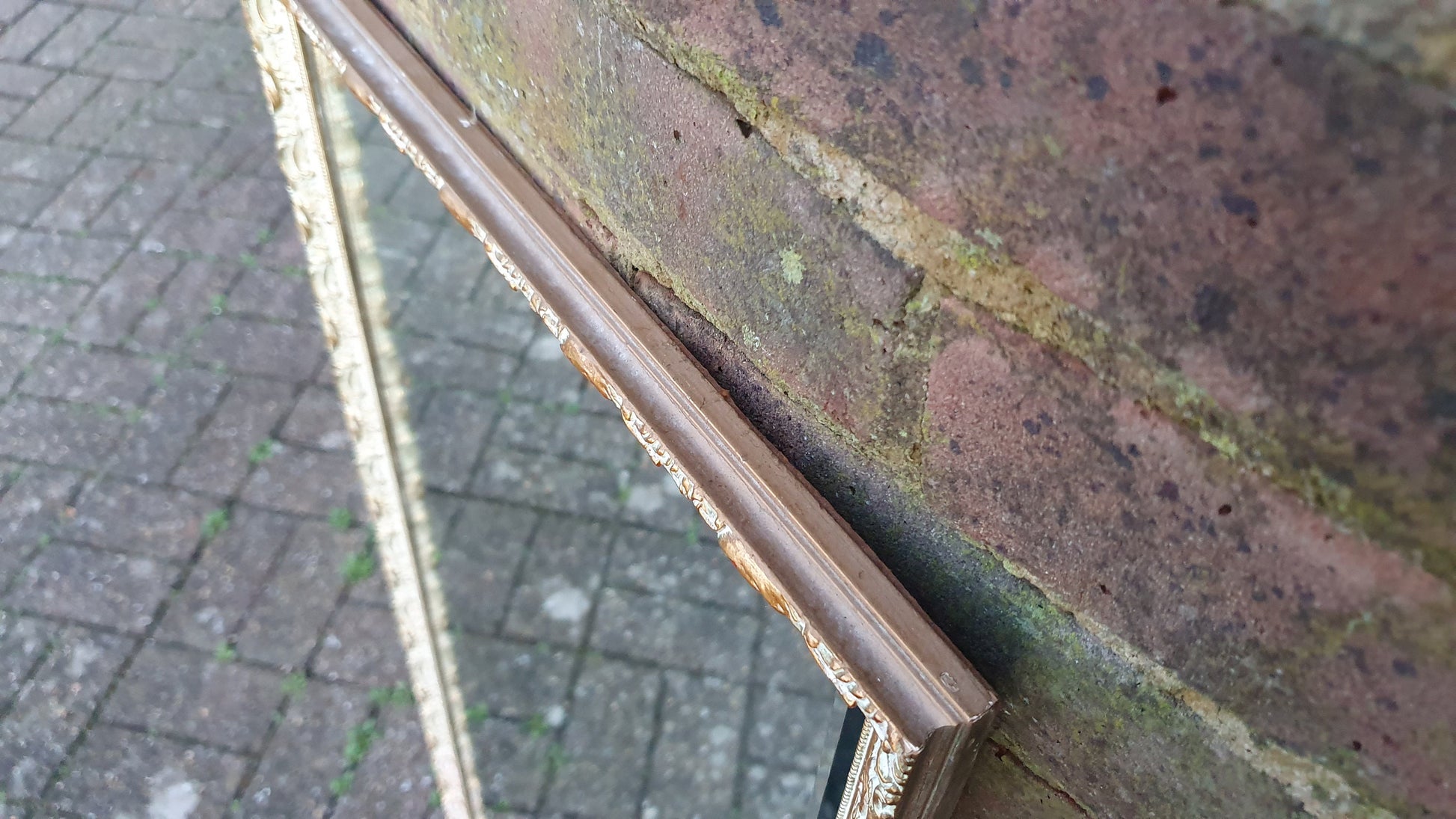 Long Large Vintage Painted and Gold Mirror 96 x 42 cm
