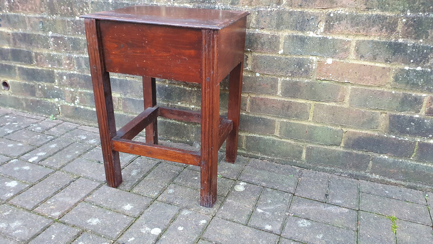 Vintage Oak and Pine Work Box With Compartment Plant Stand.