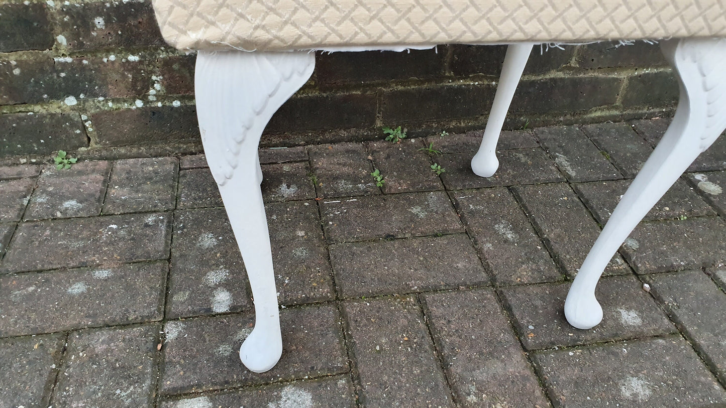 Vintage Upholstered Kitsch Plastic Cabriole Legs in Farrow and Ball White Eggshell