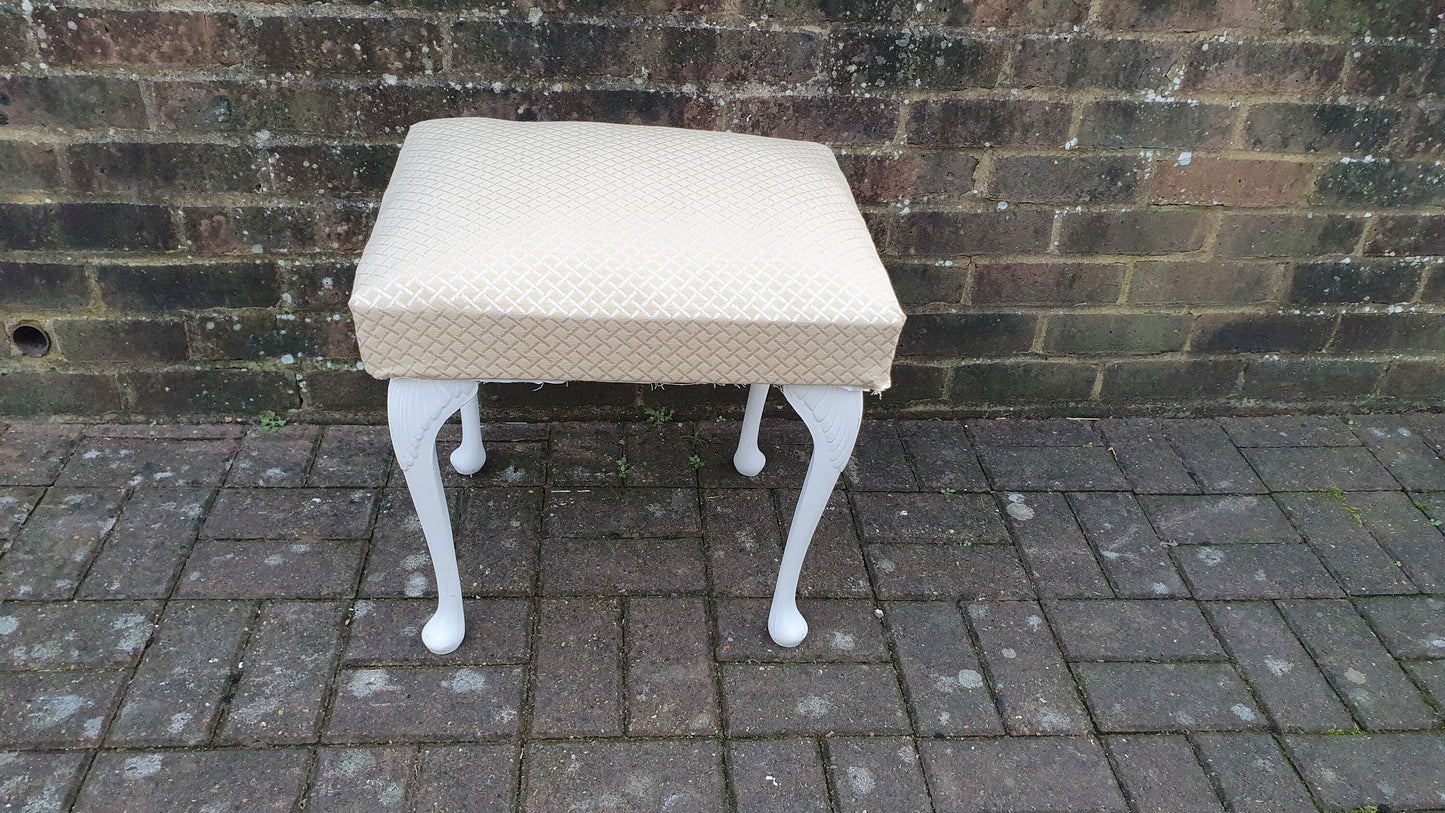 Vintage Upholstered Kitsch Plastic Cabriole Legs in Farrow and Ball White Eggshell
