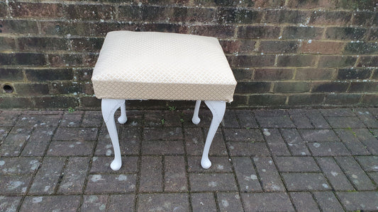 Vintage Upholstered Kitsch Plastic Cabriole Legs in Farrow and Ball White Eggshell