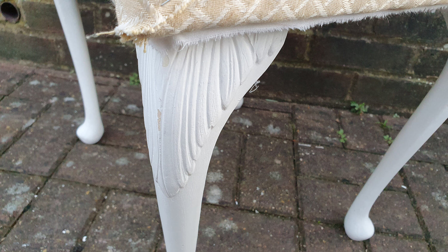 Vintage Upholstered Kitsch Plastic Cabriole Legs in Farrow and Ball White Eggshell