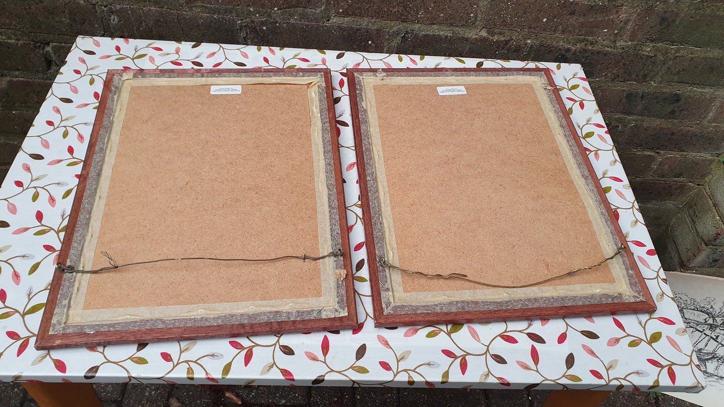 Pair of Hand-Coloured Bagatelle & Skittle Advertisement Prints Old Fashioned Advertising Matching Frames Mounts