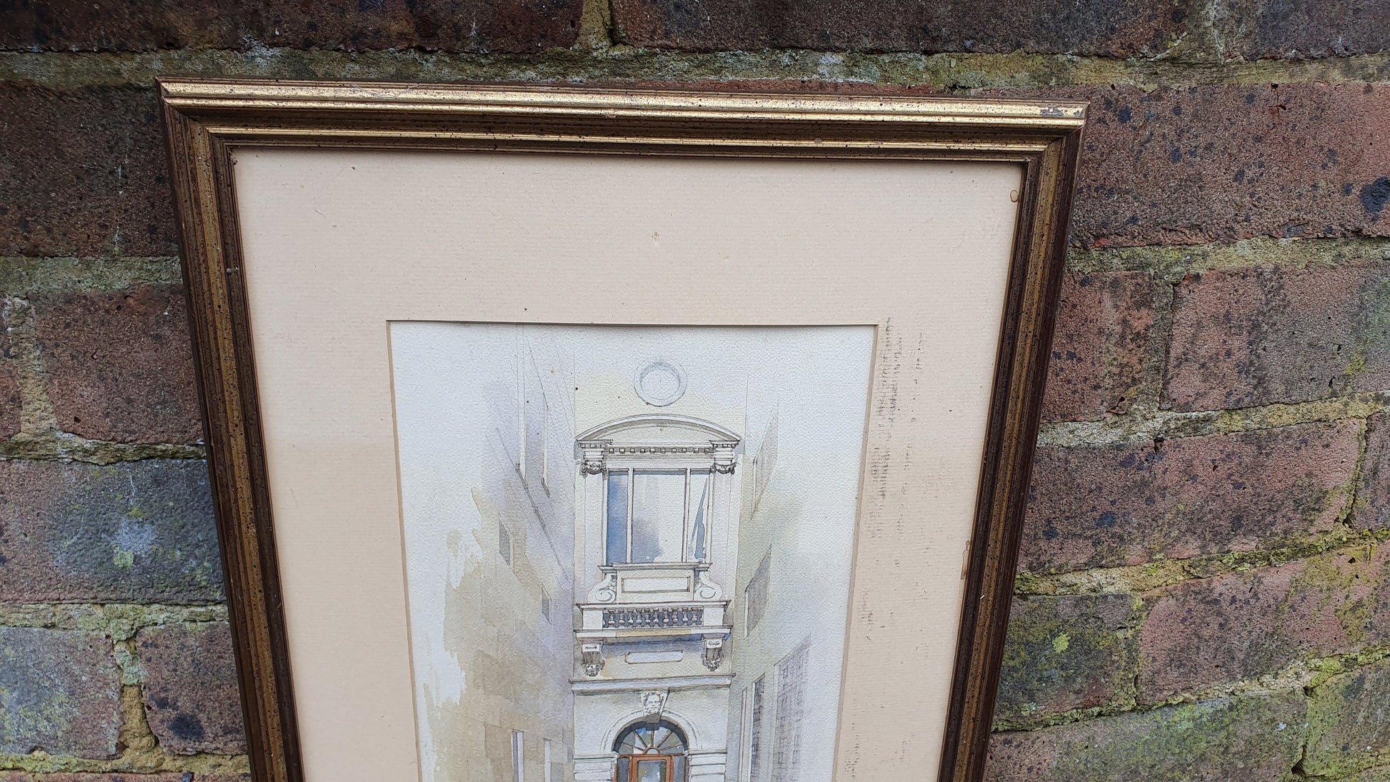 Rare Collectible 'Founders Court EC2' John Ross Vintage Watercolour London Georgian Architecture Original British Art Gilt Frame