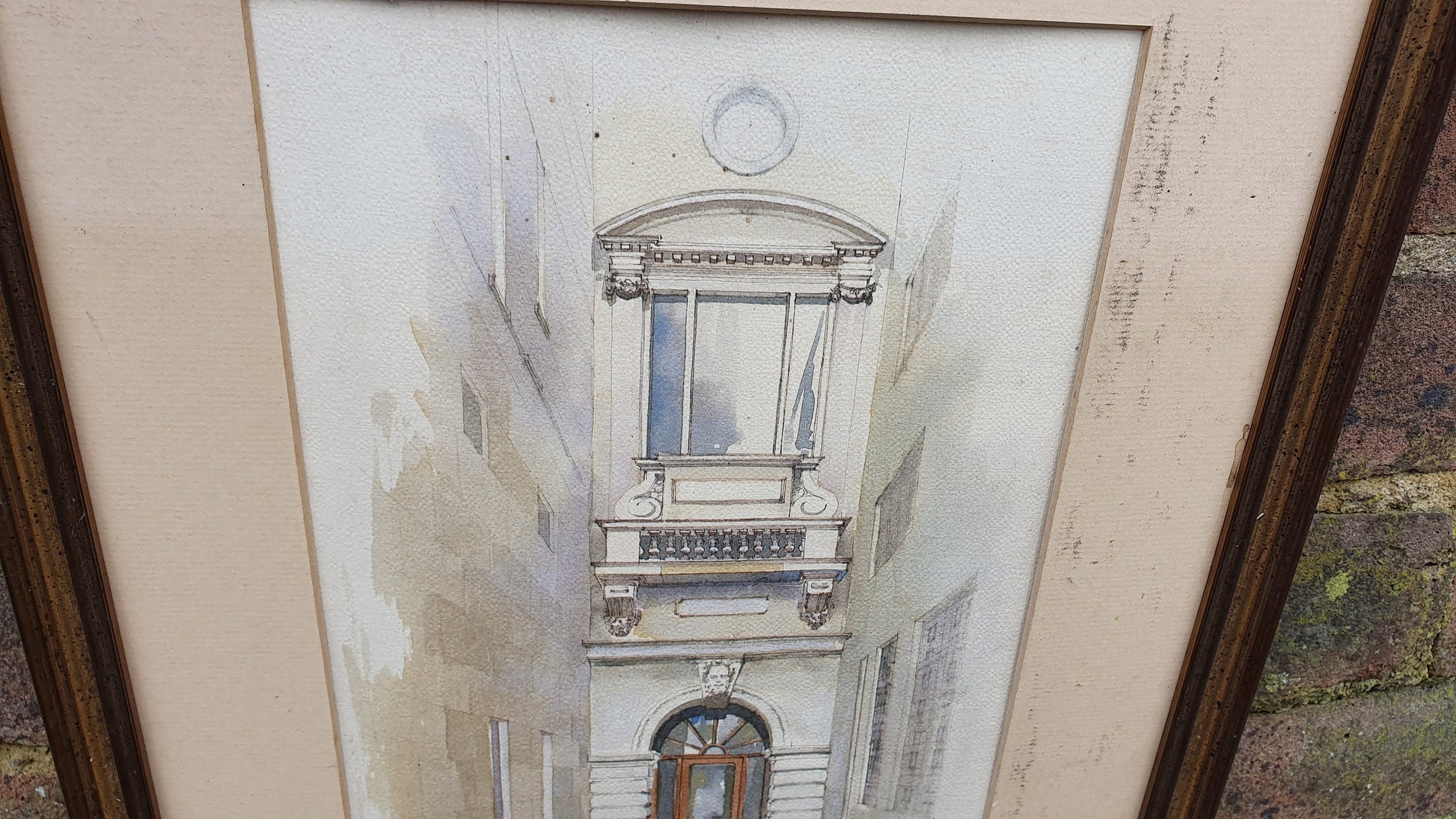 Rare Collectible 'Founders Court EC2' John Ross Vintage Watercolour London Georgian Architecture Original British Art Gilt Frame