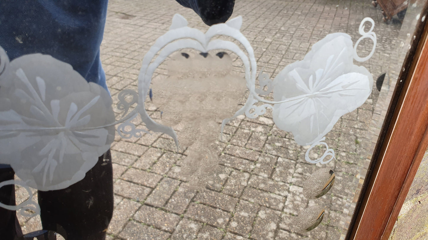 Vintage Flower Floral Motif Mirror Decoration Bevelled Glass 64 x 35 cm
