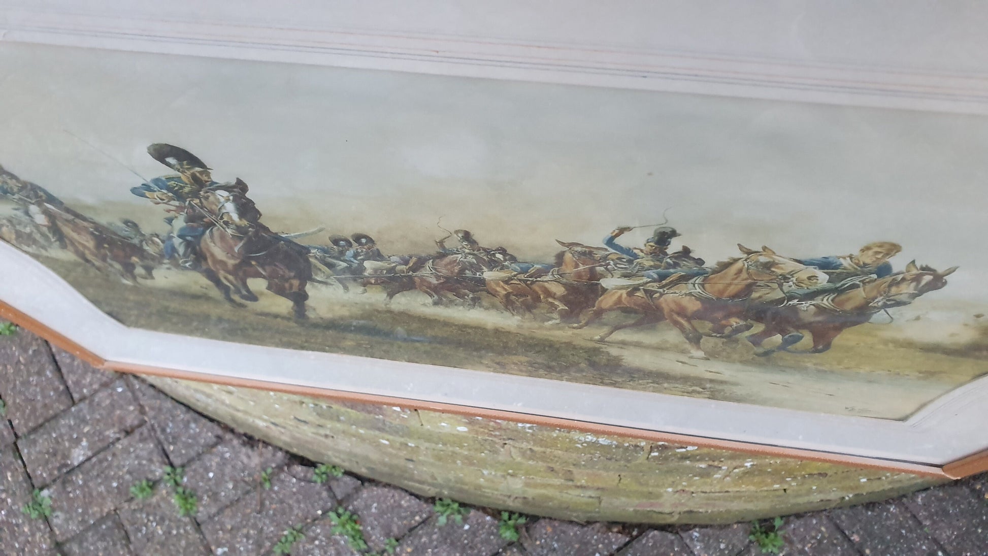 Huge W. B. Wollen Peninsula War Colour Art Print British Painting Napoleonic Battle Cavalry Guns Framed 73 x 55 cm
